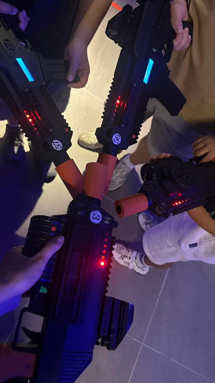 Kids running around the game arena