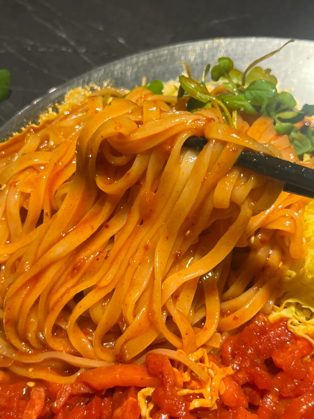 Close-up of seasoned shrimp topped with flying fish roe