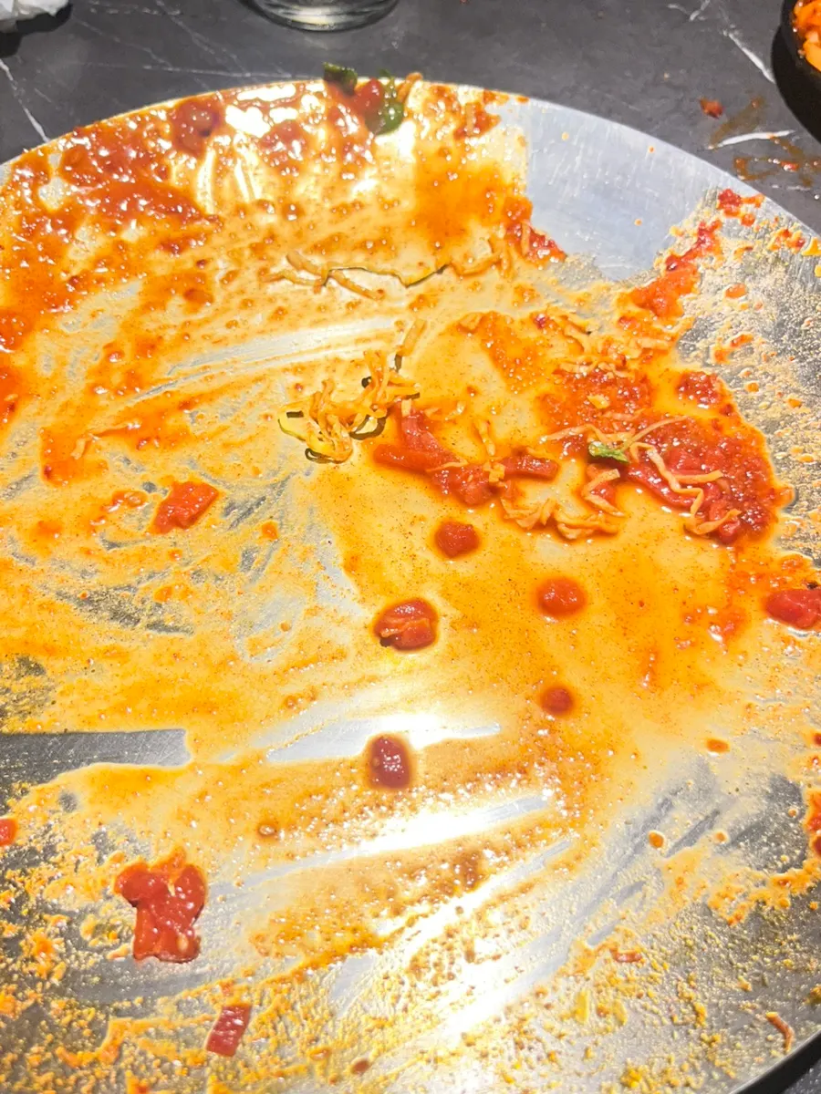 Empty bowl after finishing the Yukhoe & Shrimp Jang-Kal Bibim