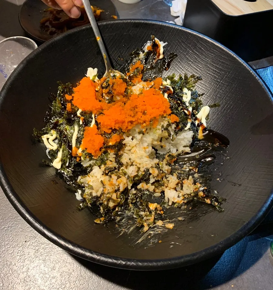 Flying fish roe rice ball ordered as a side dish