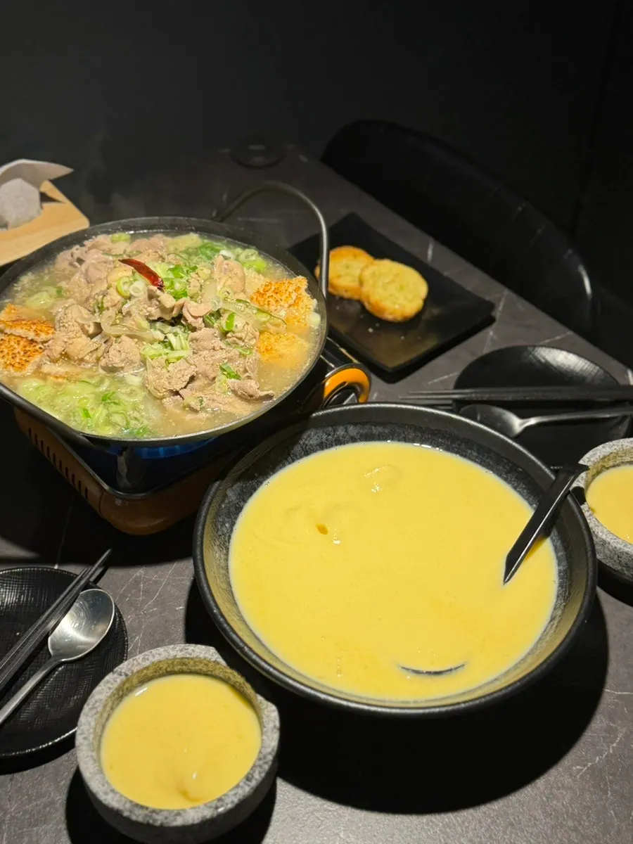 Broth and ingredients in the chicken soup