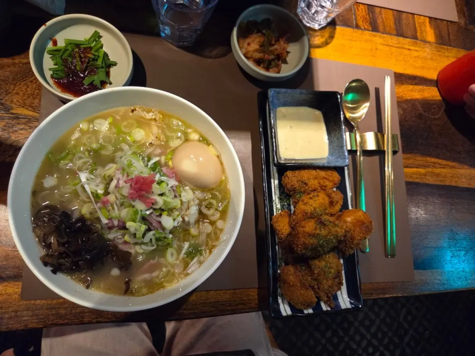 A meal with water milmyeon and spicy mixed milmyeon