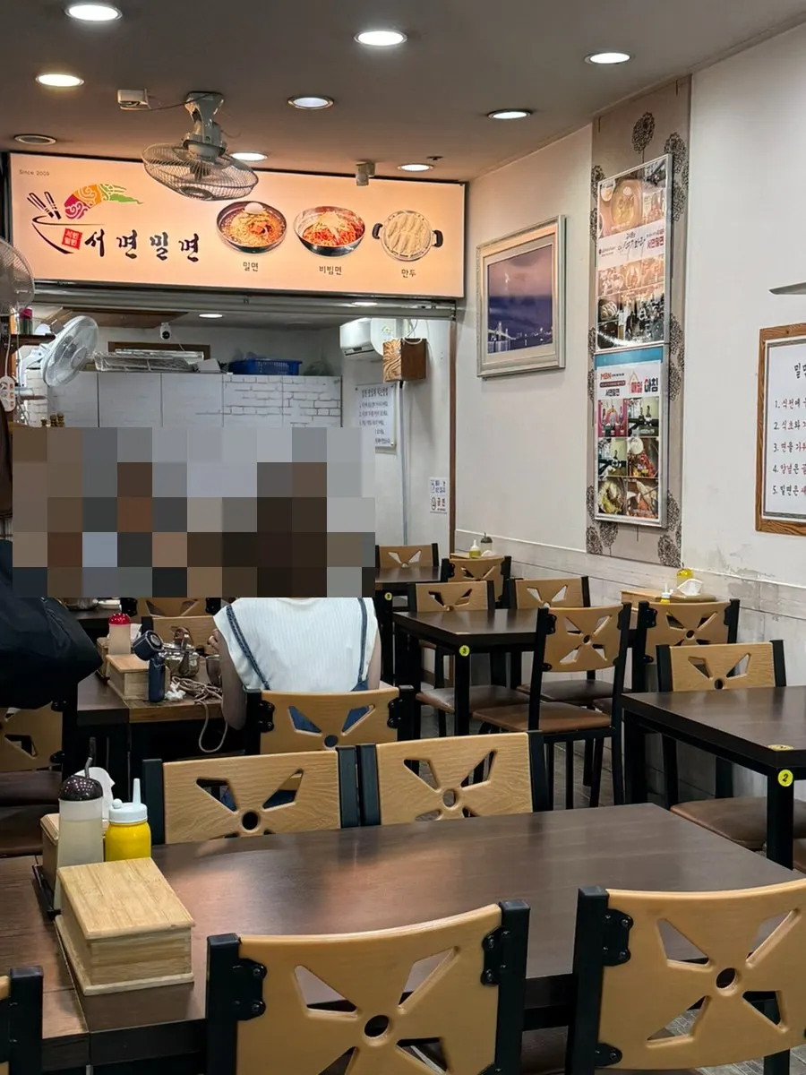 Interior seating at Seomyeon Milmyeon, no wait