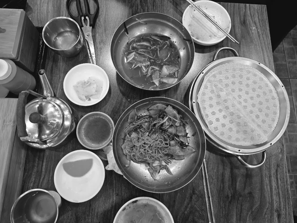 Empty milmyeon bowl after finishing the meal