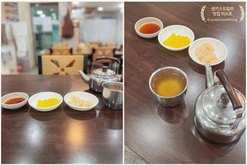 Basic table setting with warm broth kettle and side dishes