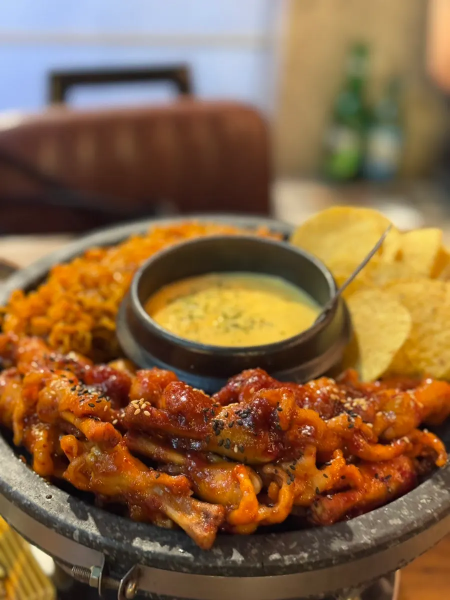 A meaty piece of chicken feet
