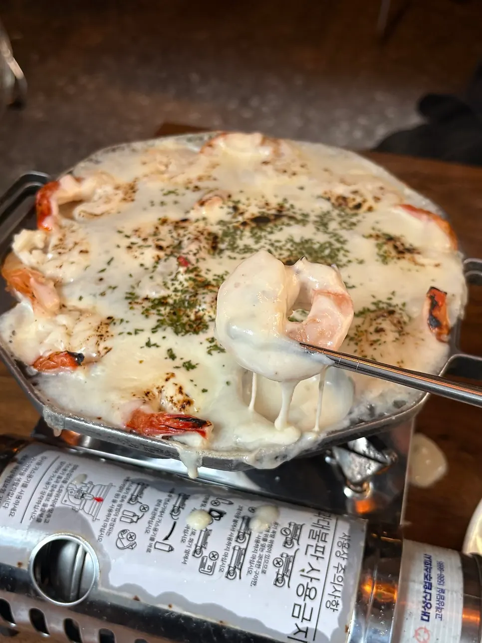 Plump shrimp dipped in cheese