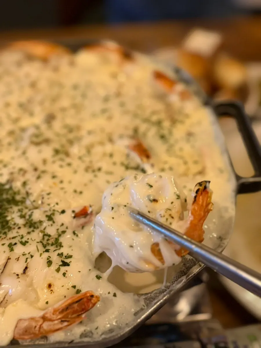 Shrimp in rich cream cheese sauce