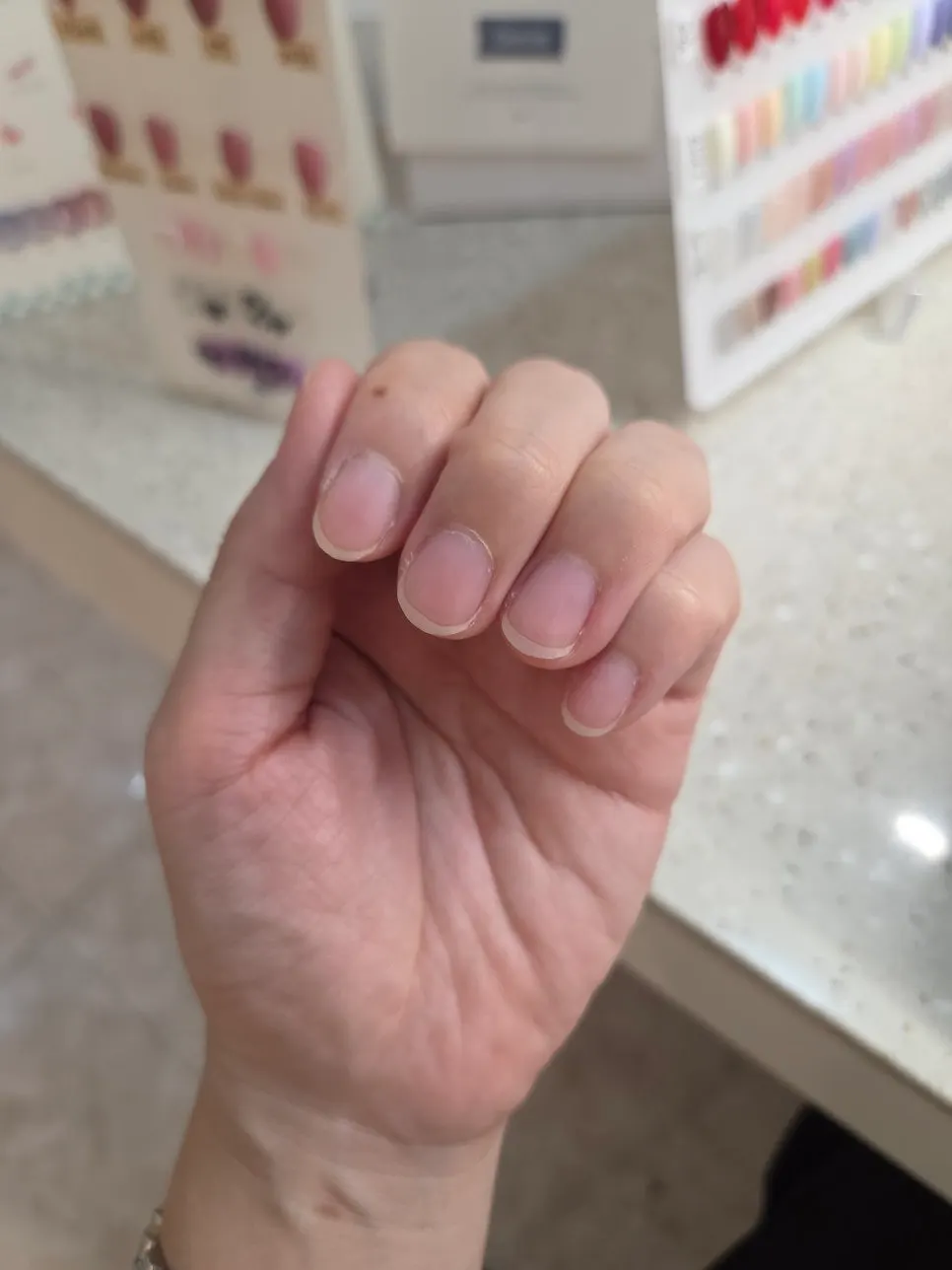 Existing nails kept short before the service