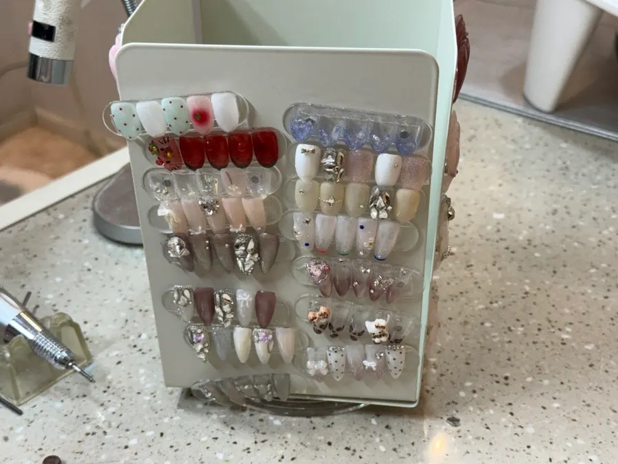 Shelf full of nail color tips