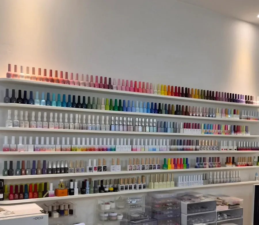 Neatly arranged nail salon treatment space