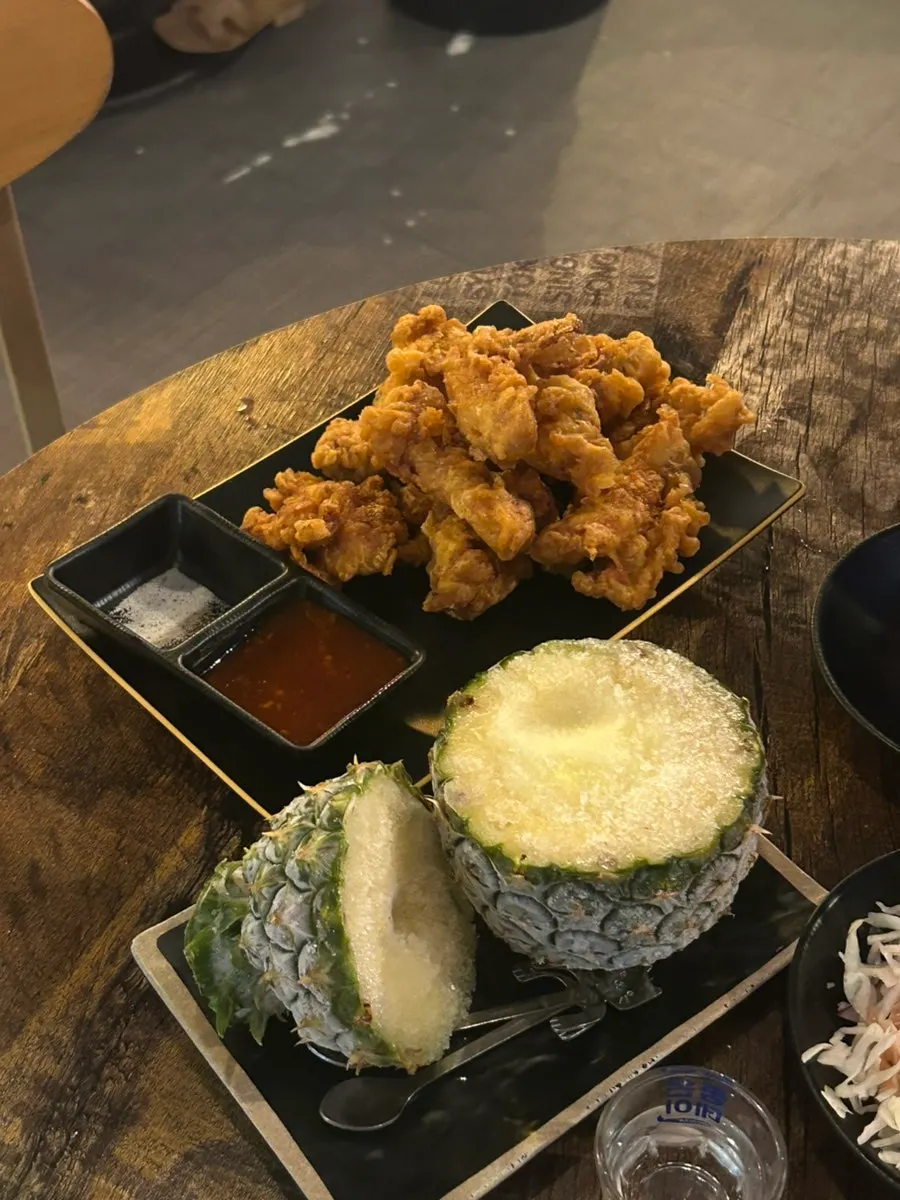 Close-up of crispy half-portion old-style fried chicken