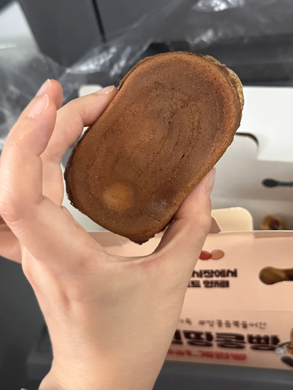 Close-up of egg bread inside the opened box