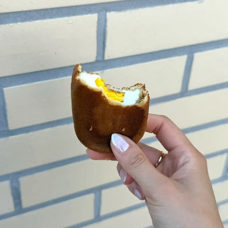 Egg bread and peanut bread packed together as a snack set