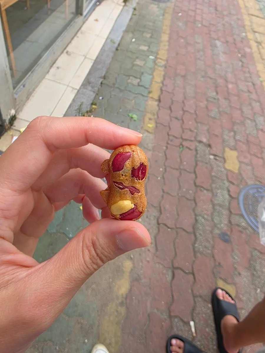Peanut bread and egg bread placed together