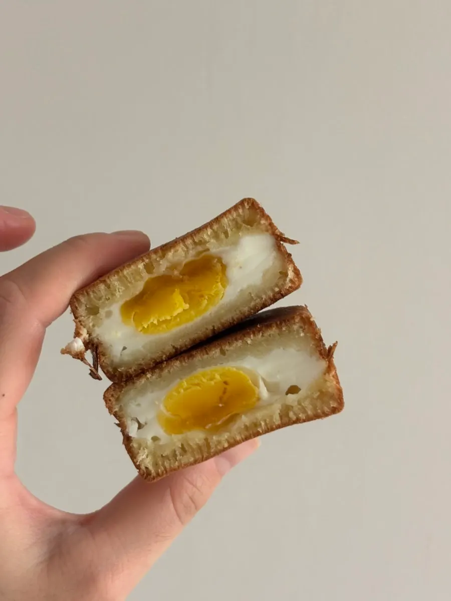 Moist egg bread with egg inside
