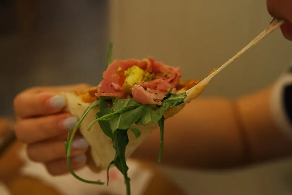 Jambon-beurre pizza topped with jambon ham and butter