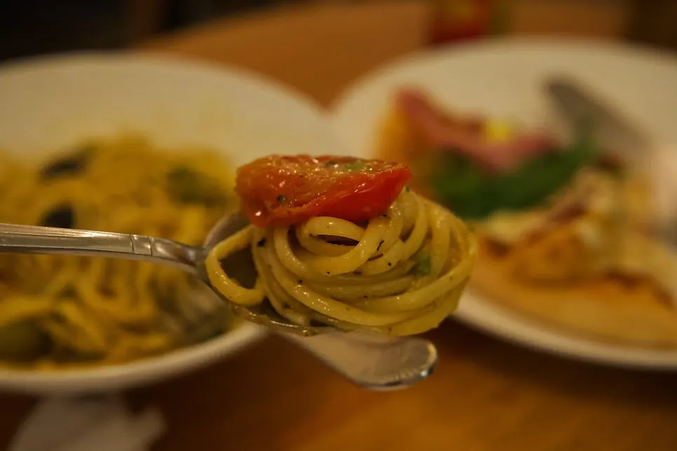 Bold, richly flavored puttanesca pasta