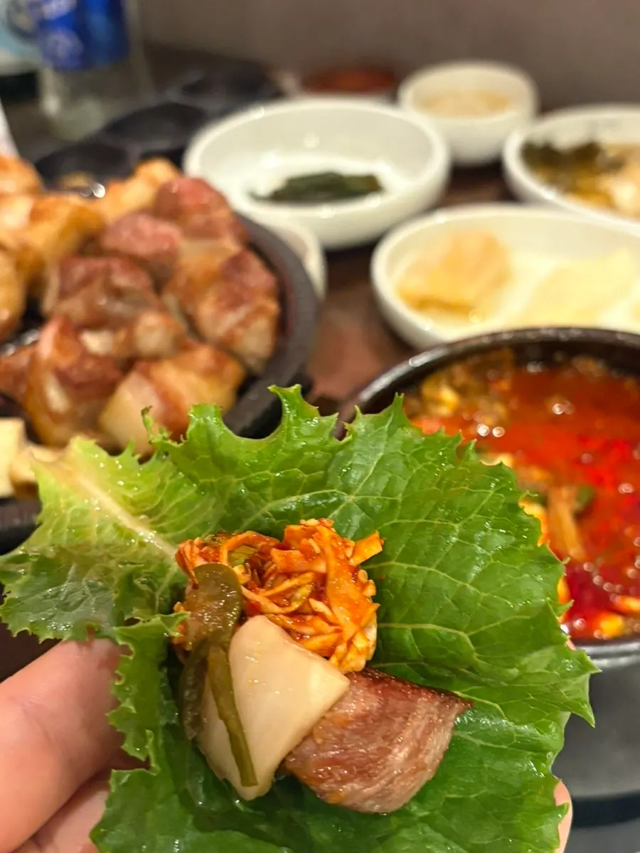 Pork belly enjoyed with salt