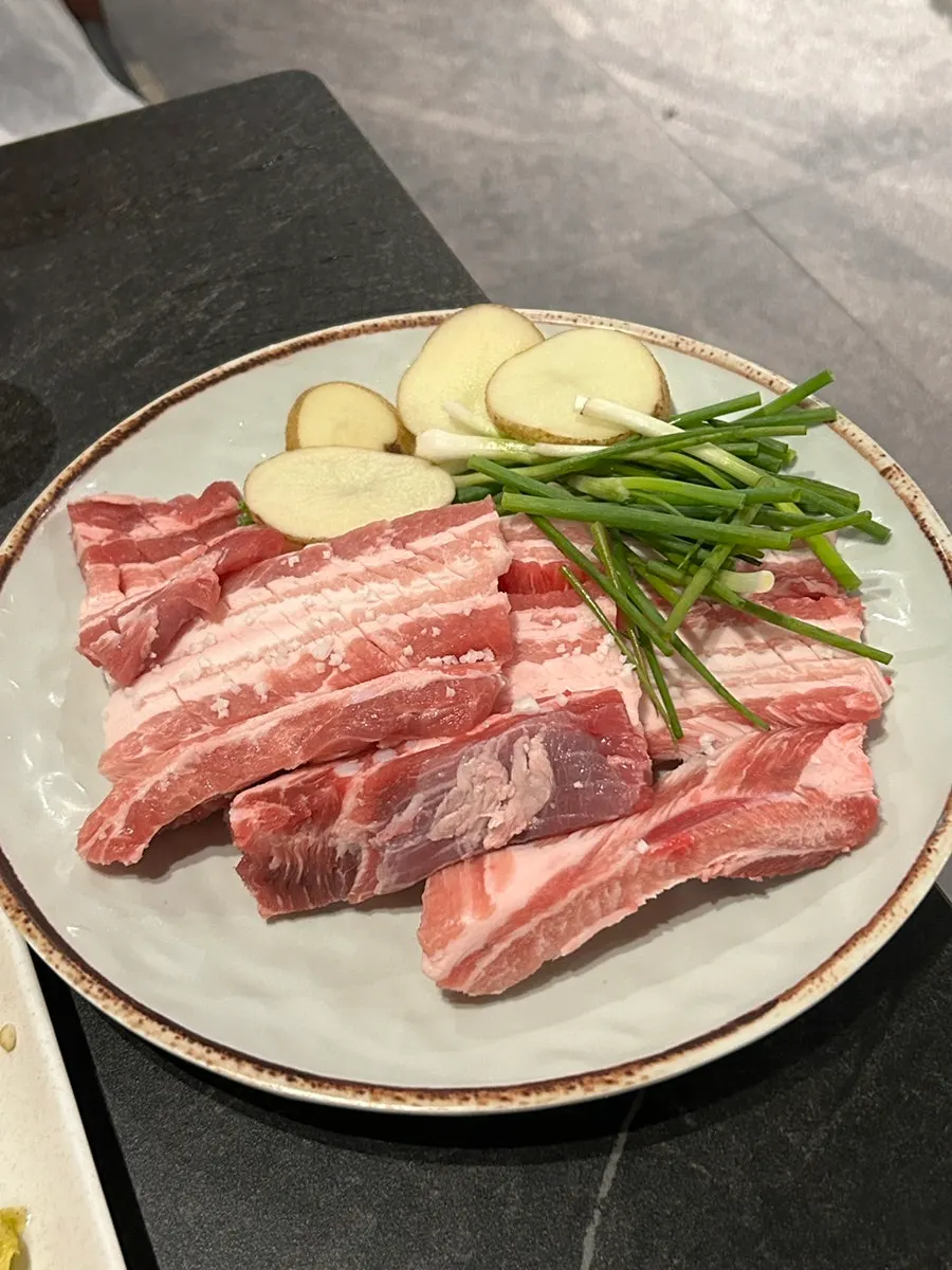 Side dishes including truffle oil potato salad