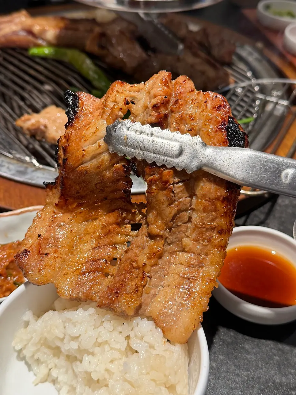 Marinated pork rib dipped deep into the special sauce