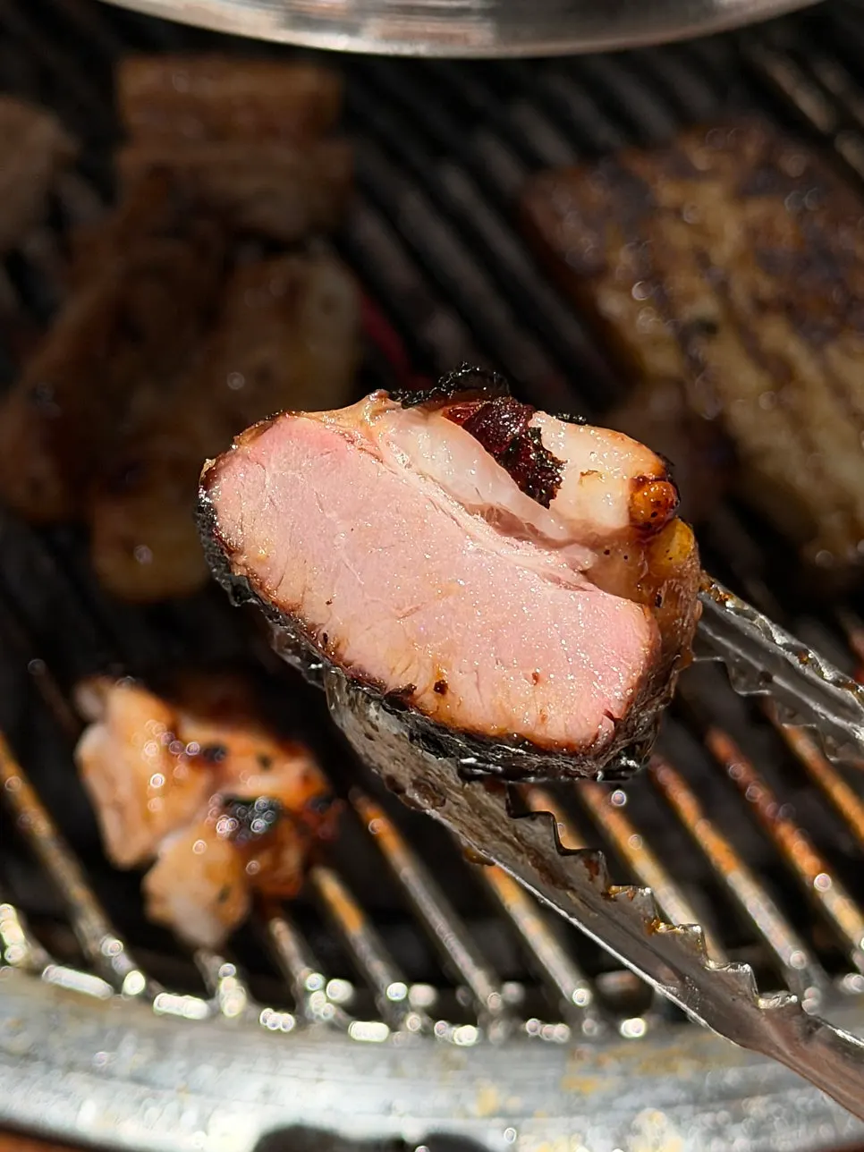 Grilled ribs showing a great fat-to-lean ratio