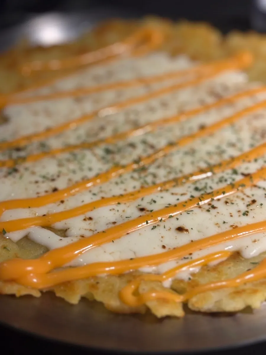 Cheese bomb potato pancake piled high with cheese