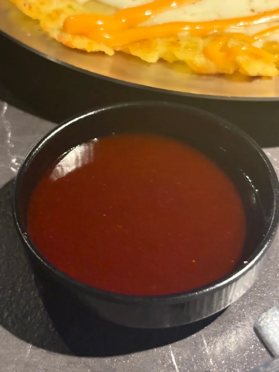 Close-up of the cheese bomb potato pancake