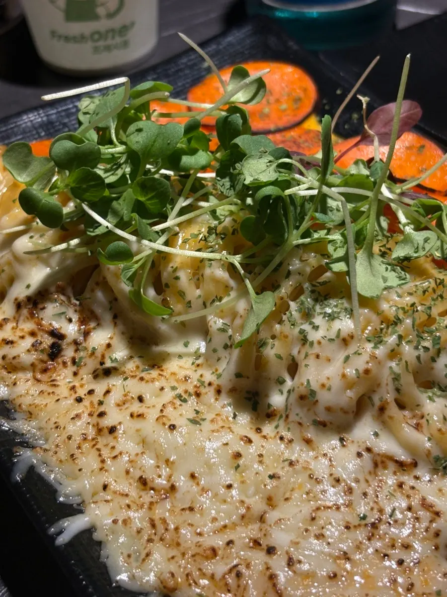 Plate of pepperoni cream pasta
