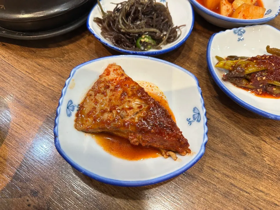 Braised pufferfish served as part of the course