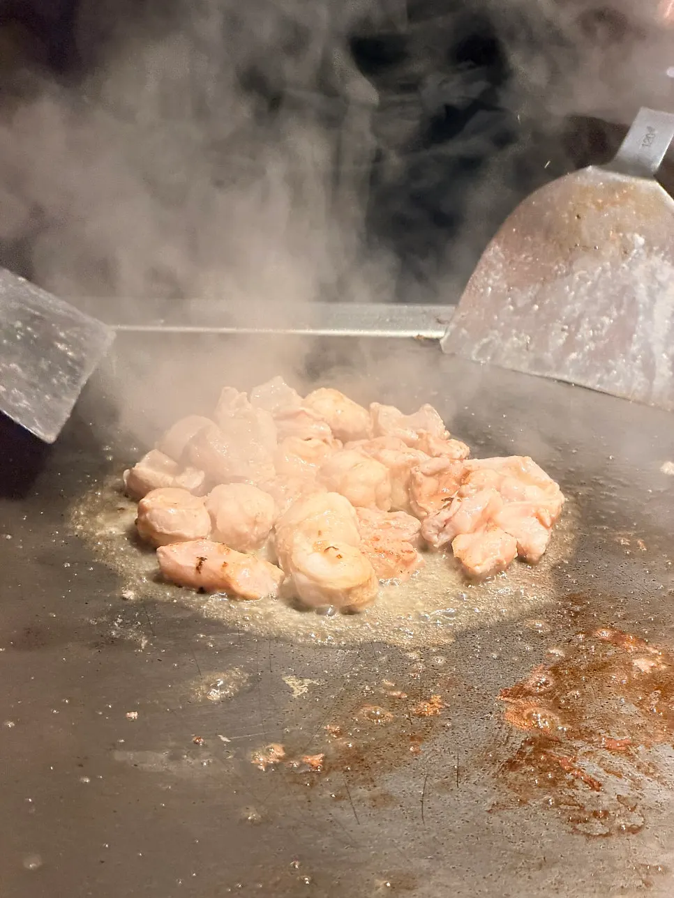 Meal with a seafood teppanyaki menu