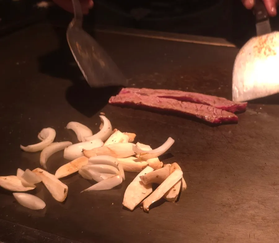 Teppanyaki and a bottle of soju