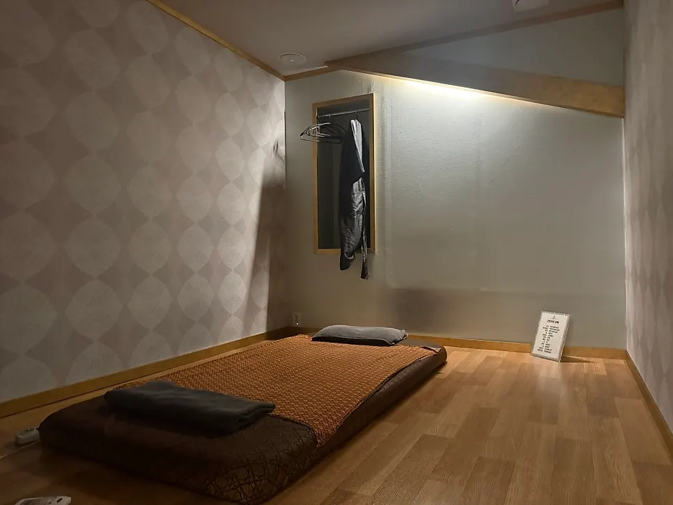 Interior of the traditional floor-style Thai massage room