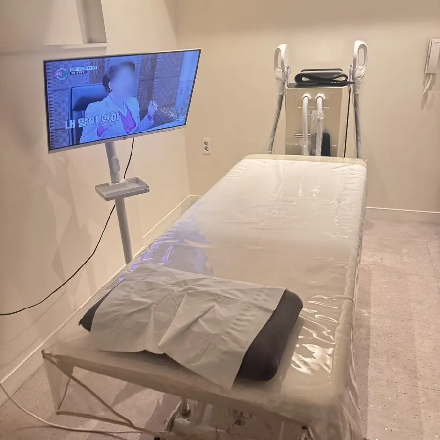 Treatment room with a TV to watch during care