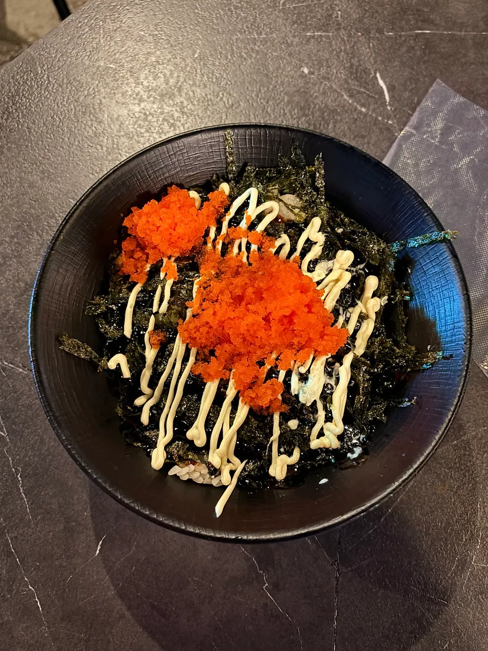 The flying fish roe rice ball as it first arrived