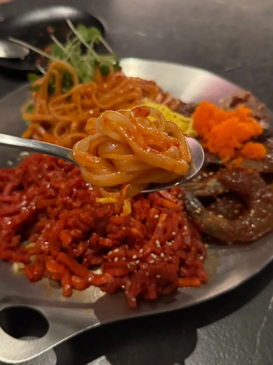 Jang-kal bibim with spicy seasoning