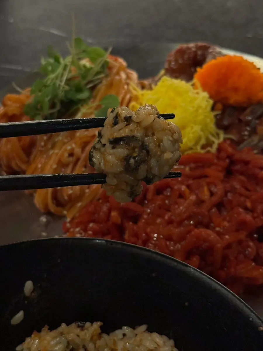 Rice balls loaded with flying fish roe