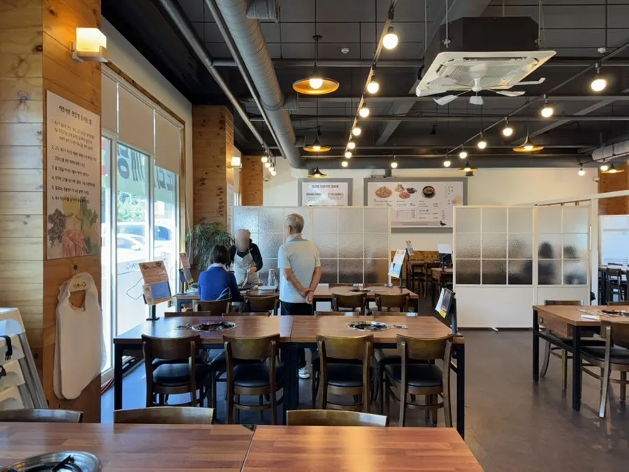 Restaurant interior with generously spaced tables