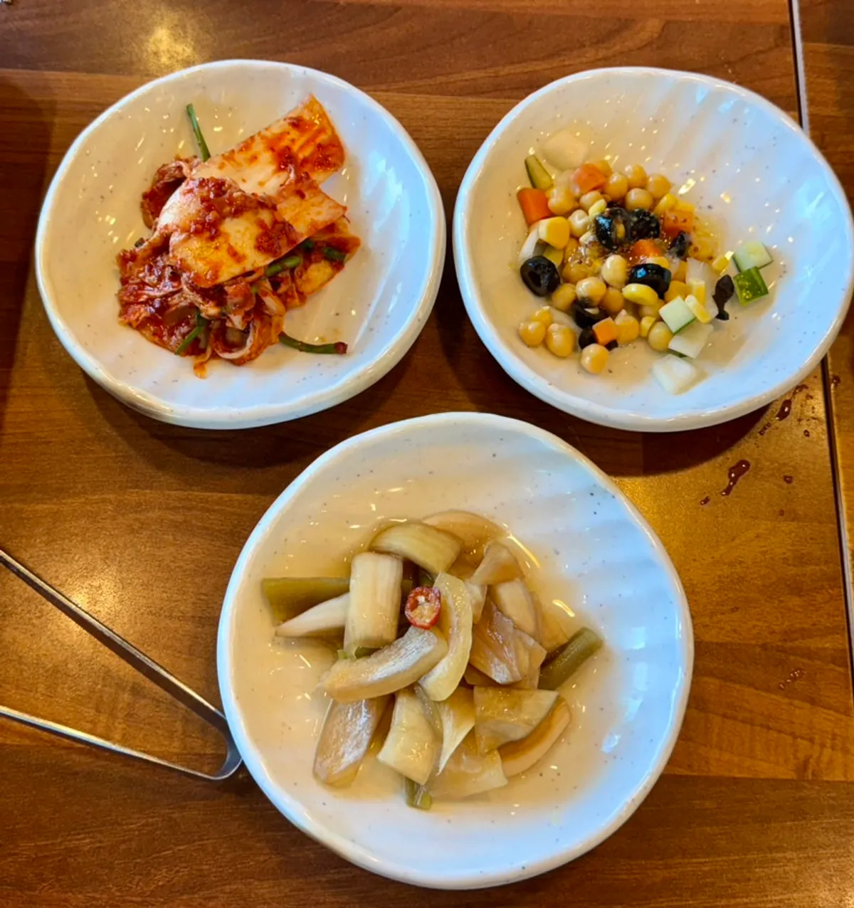 Full spread of ssam vegetables and banchan
