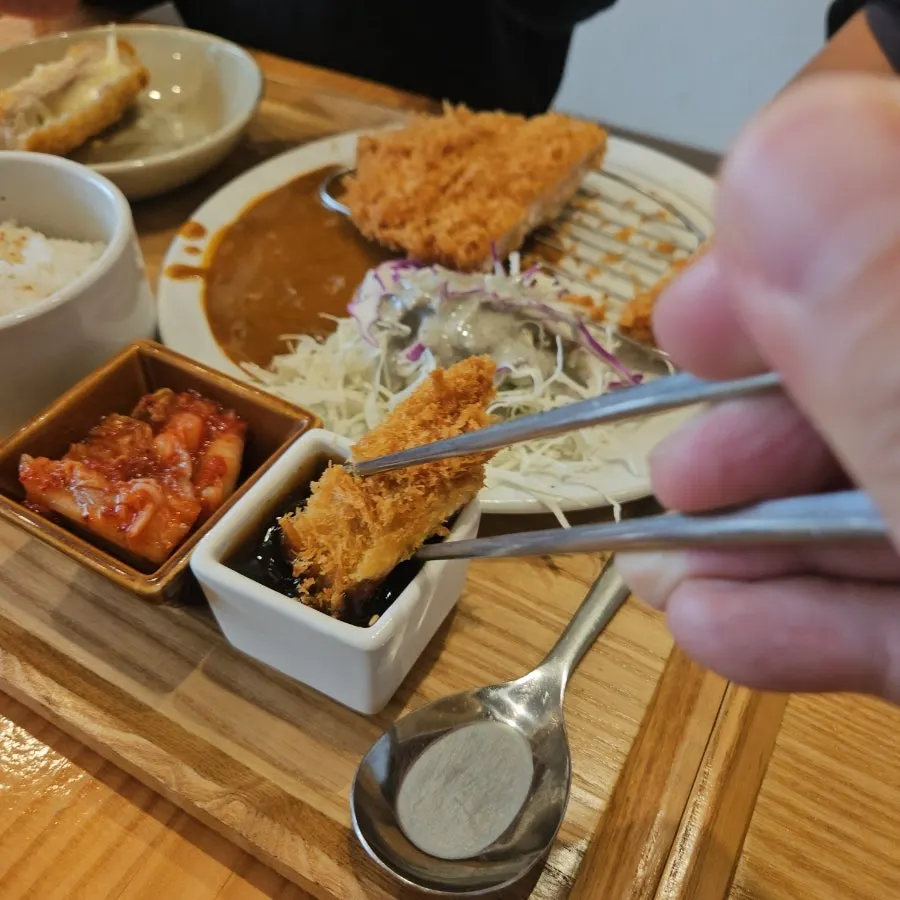 돈까스와 밥을 함께 담은 한 끼