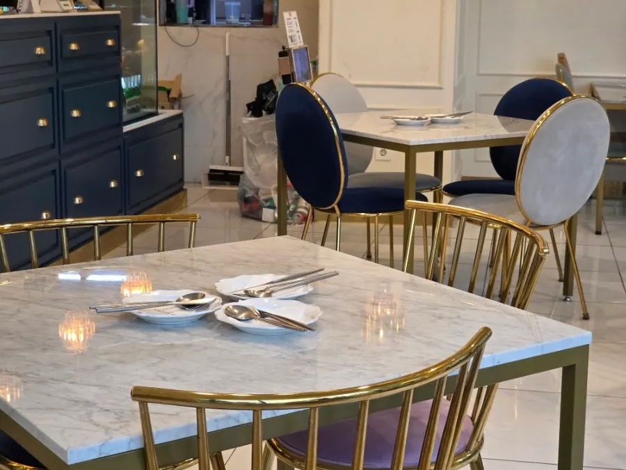 Neatly set table inside the restaurant