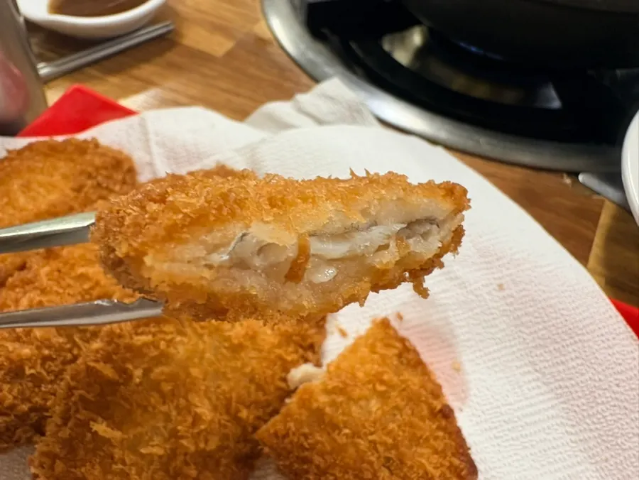 Cross-section of the crispy fish cutlet