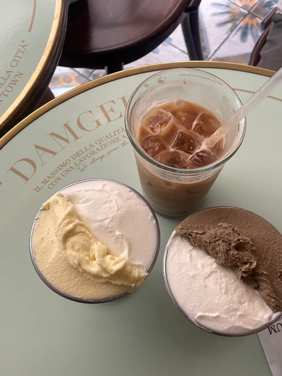 Coffee and gelato ordered at Damgeum