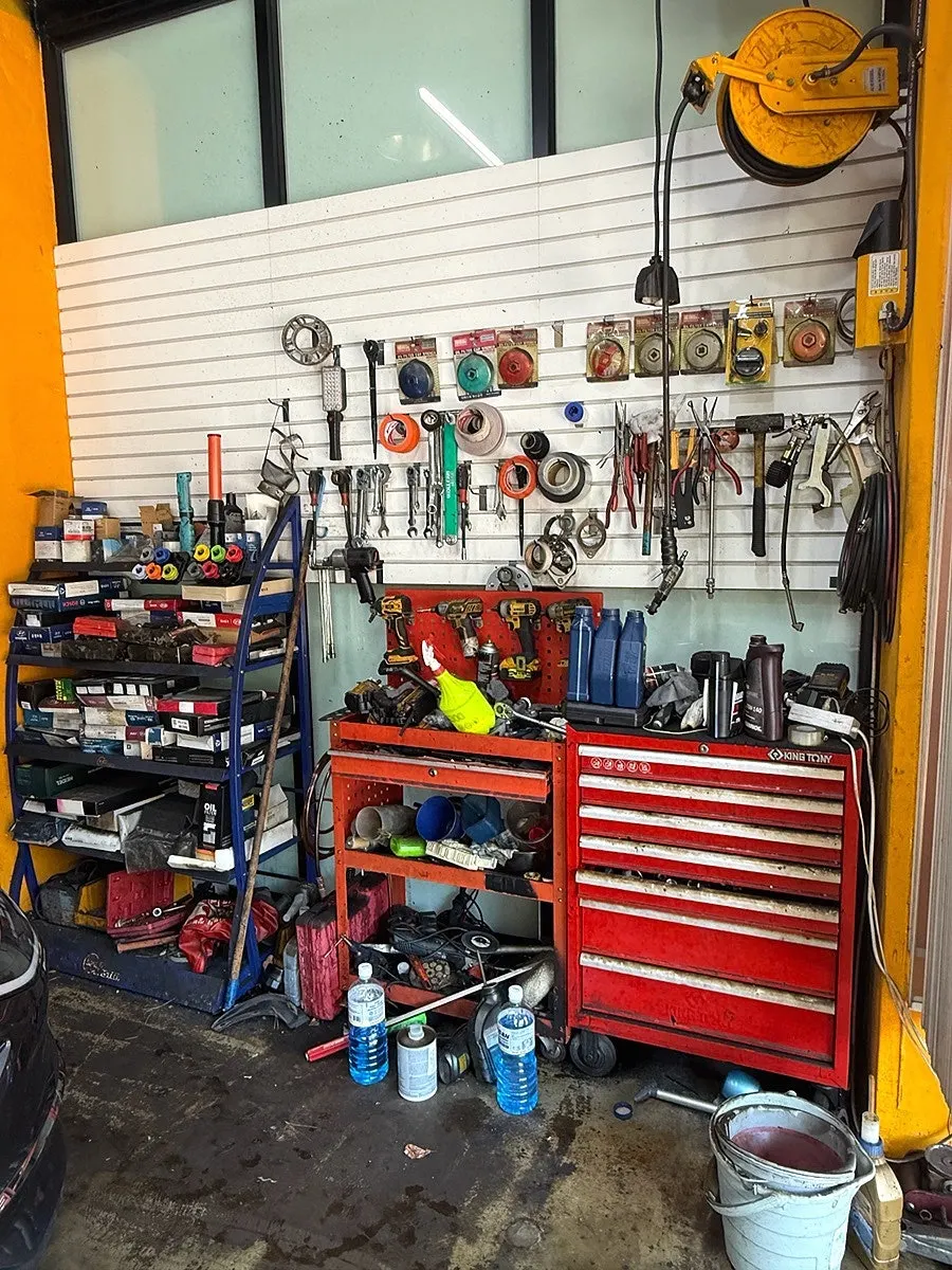 Interior view of the Able Motorworks repair space