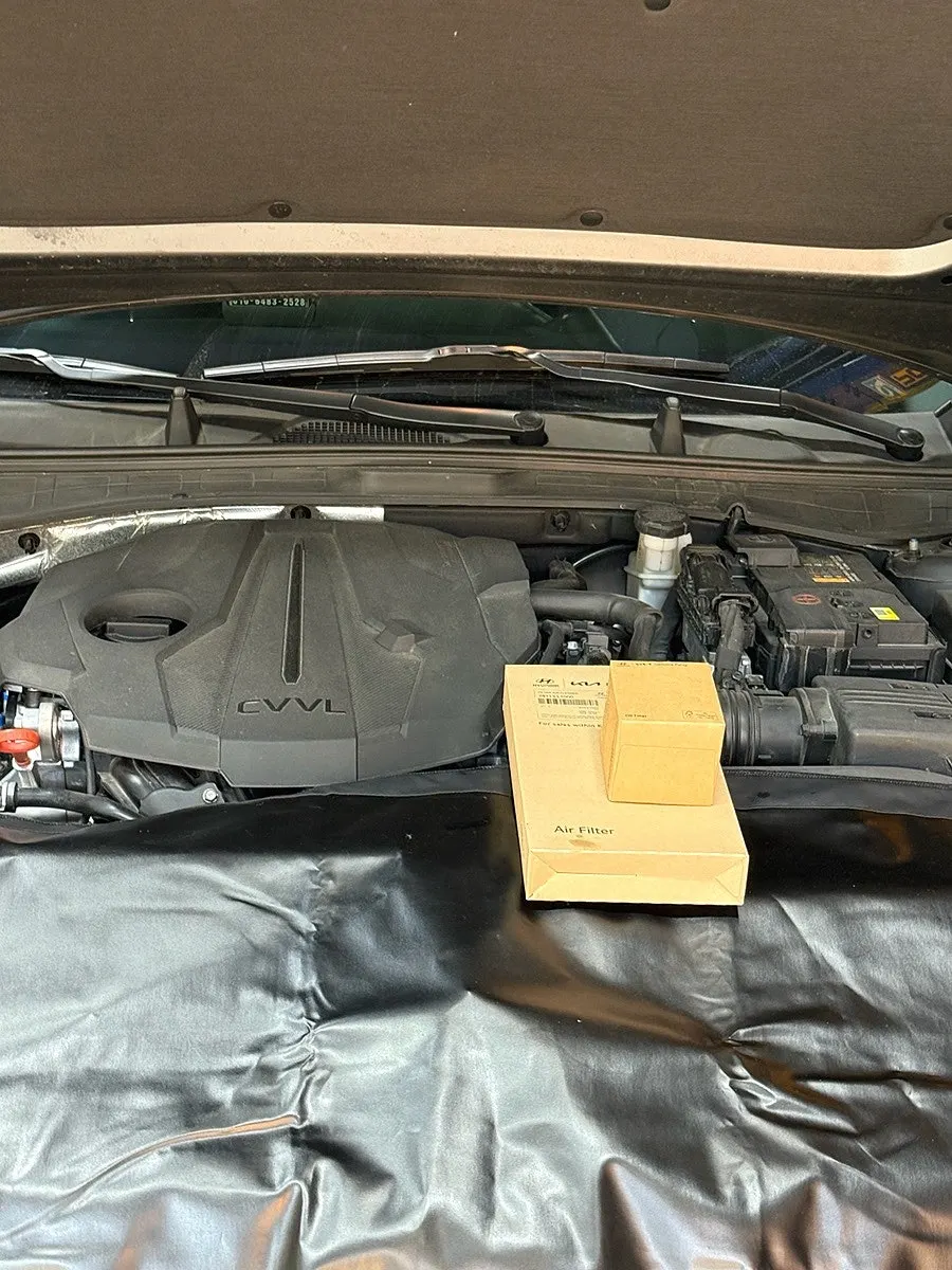 Engine oil change and vehicle inspection underway