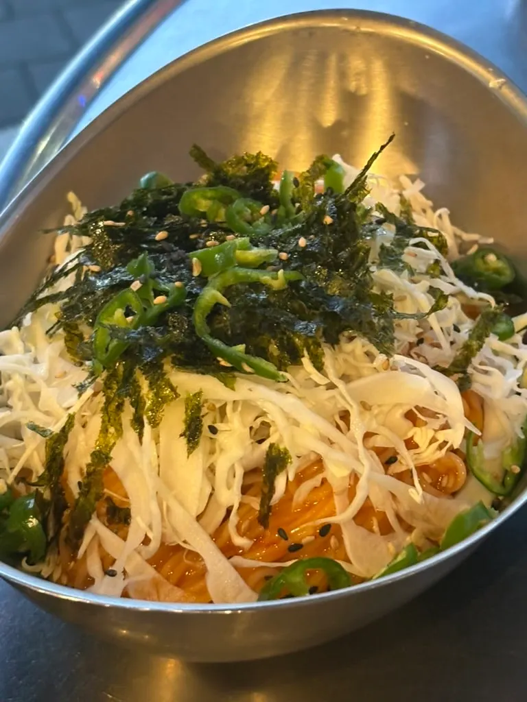 Generous serving of bibim guksu