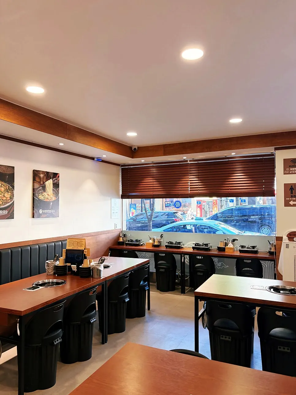 Spacious hall seating and tables