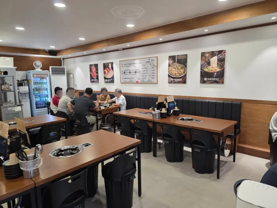 View of tables inside the restaurant