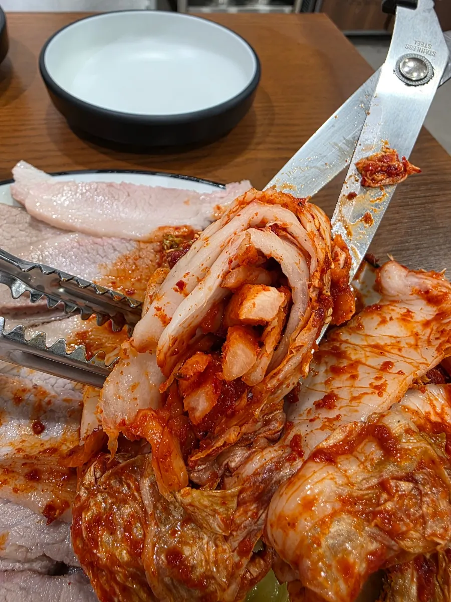 Close-up of the bossam meat