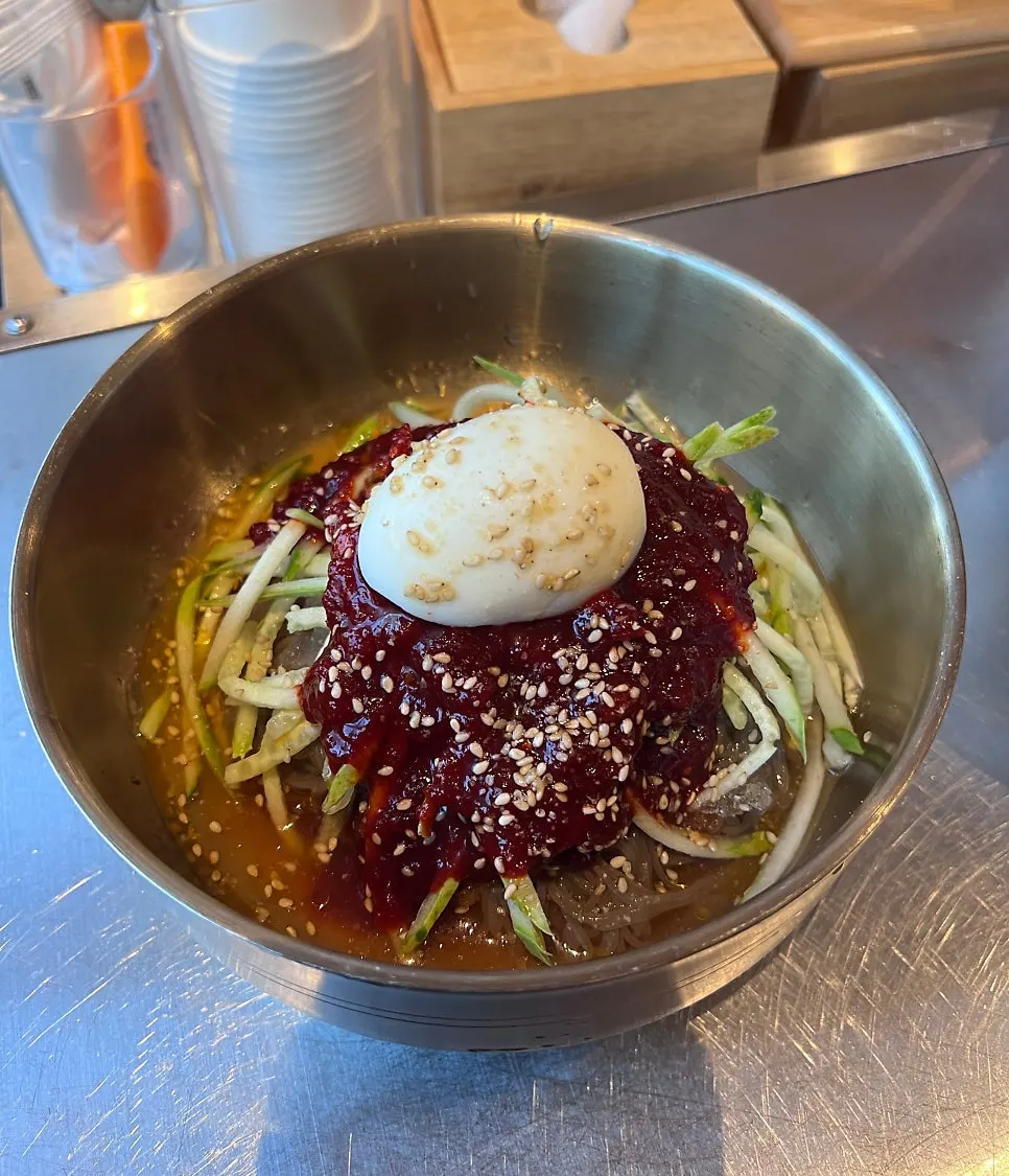 Spicy cold noodles with plenty of cucumber